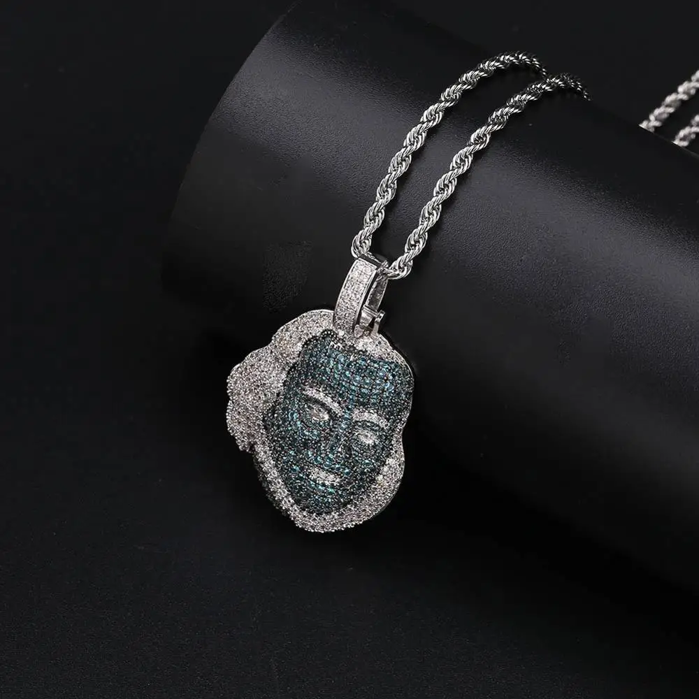 

GUCY New ICED OUT Franklin Famous Figure Pendant Necklace Cubic Zircon Stones Hip Hop Men Women Jewelry Gift