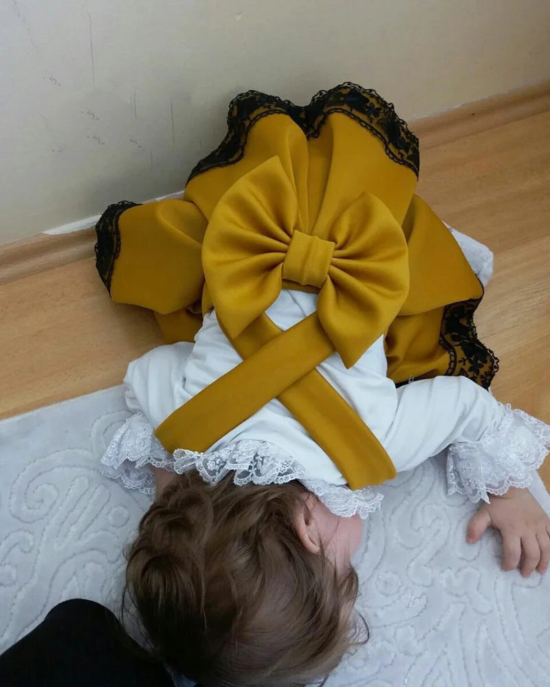 Детские для маленьких девочек Кружево комбинезон с длинным рукавом боди партия + платье с бантом 2 шт. комплект Размеры 0-24 м
