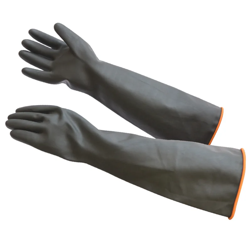 

Super lengthen 55cm Color Black labor protecting thickening rubber/latex protection gloves on industrial acid alkali insulated