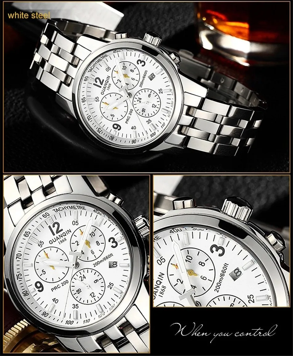 GUANQIN 2018 SWIMMING watch top brand luxury Clock Men Automatic 200m waterproof Mechanical clock men Relogio Masculino