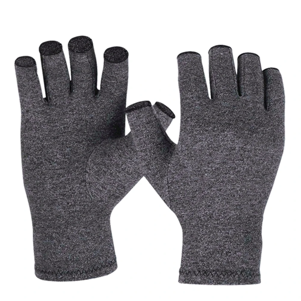 Одна пара, мужские и женские черные хлопковые компрессионные перчатки с половинными пальцами, для здоровья рук, для облегчения боли, защитные перчатки с открытыми пальцами при артрите