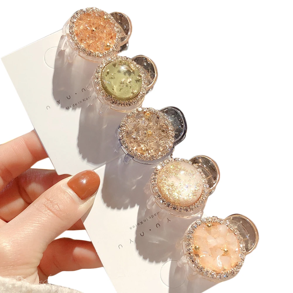 

1PC Fashion Crystal Mini Hair Claws Hairpins For Women 2019 Chic Charm Round Geometric Hair Crab Hairgrips Horsetail Barrettes