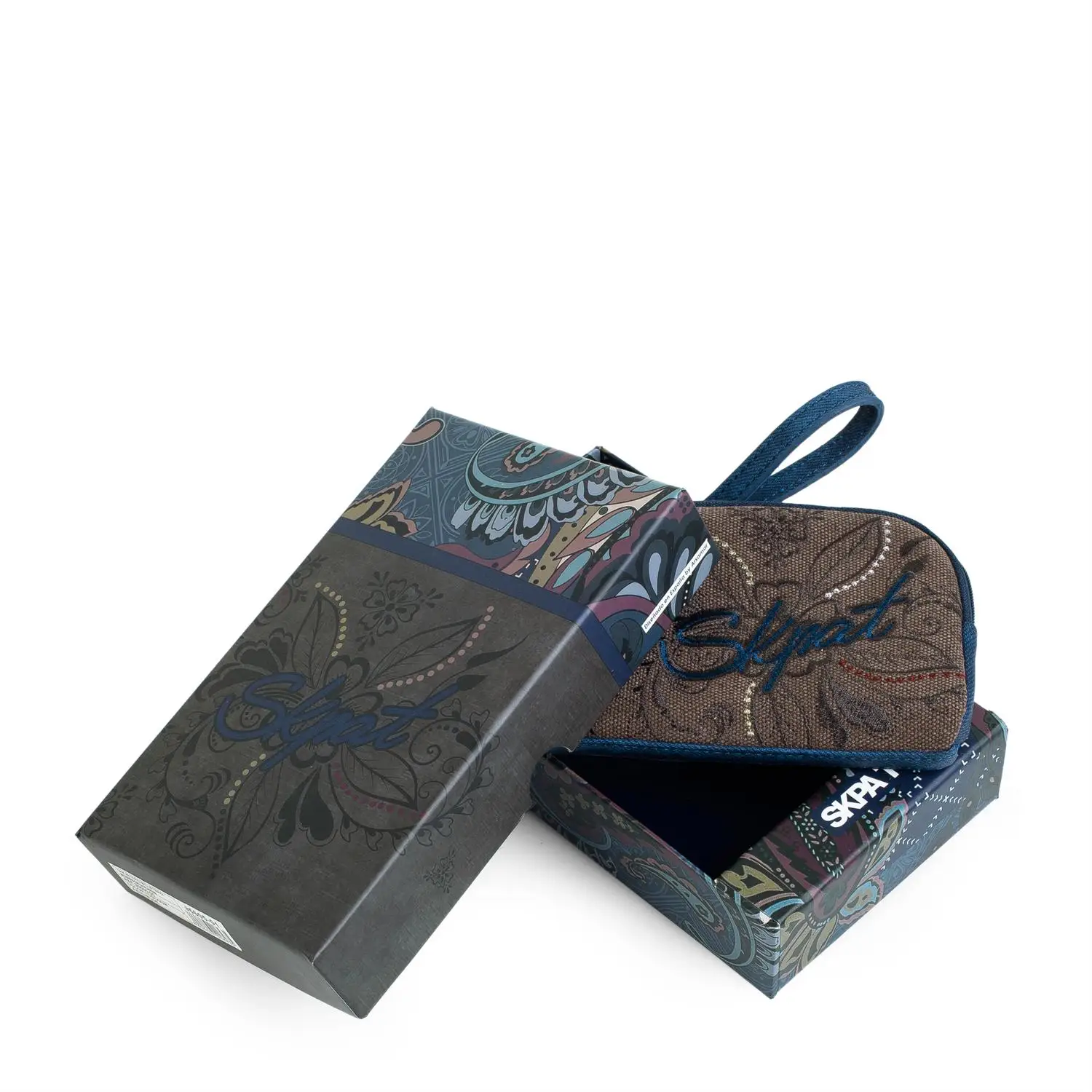 Skpat Collectables Hartford Женская сумочка ручной работы с ручкой из искусственной кожи и холста печать в цвете синий 95605
