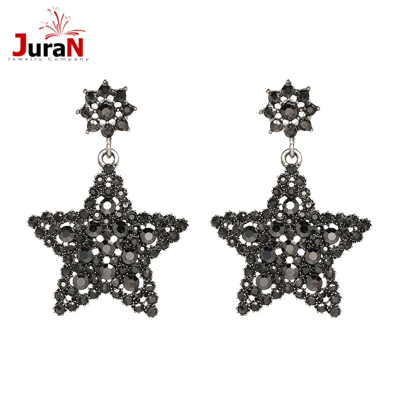 

JURAN Luxury Women Brand Dangle Star Earrings For Women 2019 New Arrival Statement Crystal Earrings Wholesale