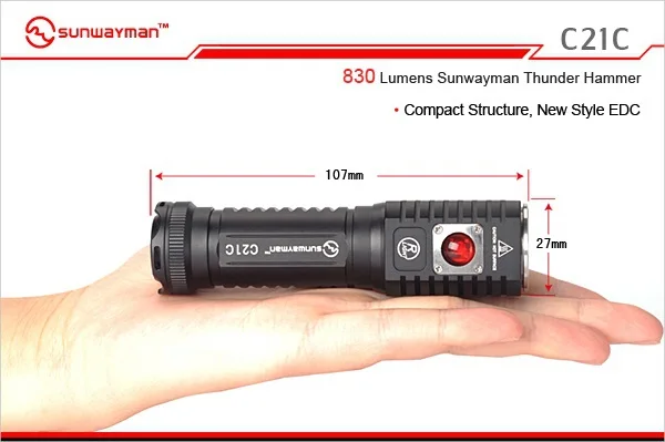 SUNWAYMAN C21C фонарик CREE XM-L2 светодиодный 547 люмен 830 люмен громовой Молот фонарь