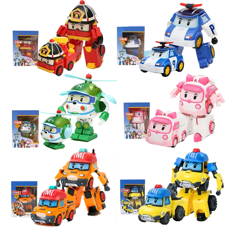 

2pcs/set Action Figure Robocar Korea Robot Car Transformation Baby With Box Toys Kid Gift For Children Gift F2