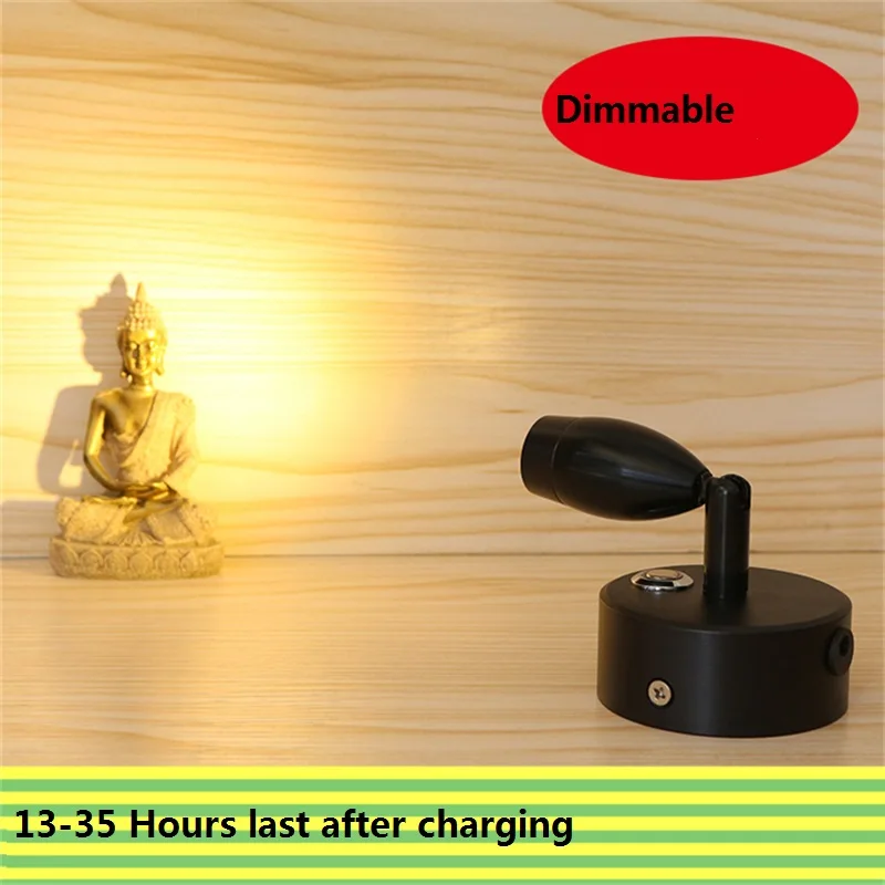 

0.5-3W 13-35hours dimmable recharging led spot lamp,jewelry showcase lamp , brightness adjust cabinet rotatable battery light