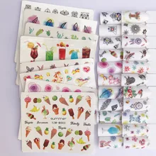 1 шт цветные наклейки на ногти цветок Водные Наклейки пион милые животные олени обертывания ползунки для украшения ногтей маникюр