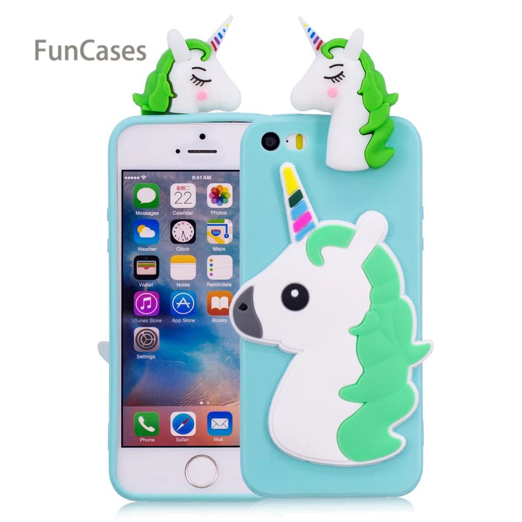 3D Unicorn Phone Case sFor Coque iPhone 5 Soft Silicone Back Cover Cell Patterned Fitted Case For iPhone 5S SE 5C Case Luxury