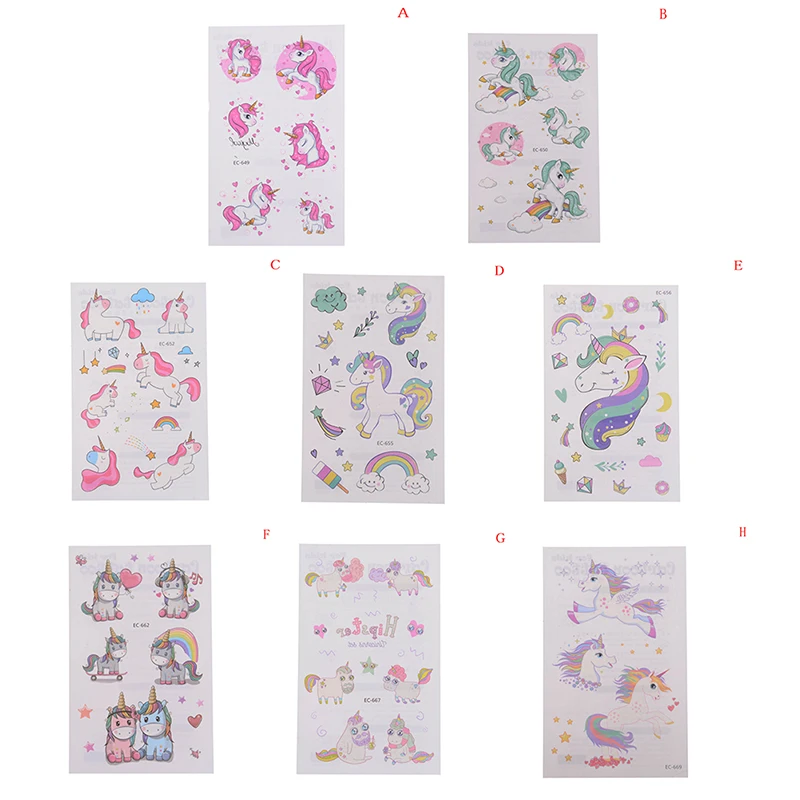 

Unicorn New Tattoo Sticker Unicorn Horse Temporary Tattoo Sticker Girls party Favor Cartoon Cute Kids Children Animal