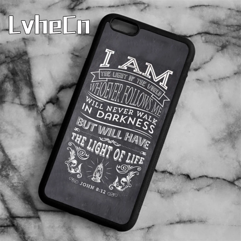 LvheCn Christian Jesus Bible Verse Gray Style gg Phone Case Cover For iPhone 11 Pro X XR XS MAX 5 6 7 8 Plus samsung s7 s9 s10 |