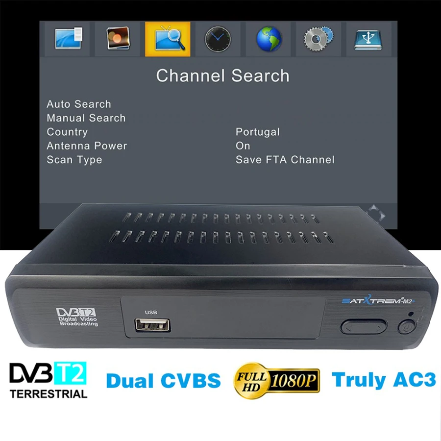 Satxtrem M2 Plus Satellite Receiver DVB-T2 Full HD 1080P Support AC3 PVR EPG TV Box Freesat With MT7601 Wifi Free 3month RU IPTV
