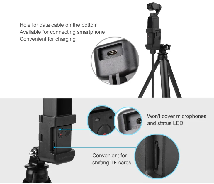 Штатив для камеры, расширяющийся адаптер, базовая подставка для DJI Osmo Pocket, быстроразъемное крепление, шейный ремень, ручные стабилизаторы, часть