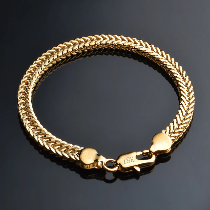 

Fashion Hip-hop Latest Scream Bracelets 6MM Thick Gold color Women&Men Cuff Elegant Twisted Chain Cuban Bracelet Jewelry ZK40