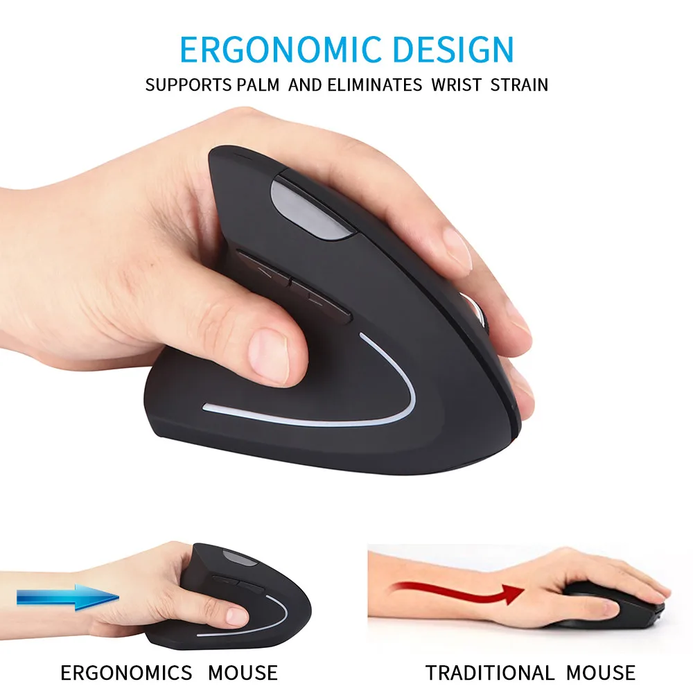 

2.4G Wireless Vertical Mouse Rechargeable Ergonomic Left Hand Mice 1600DPI USB Optical 6D 1600DPI Gaming Mouse#20