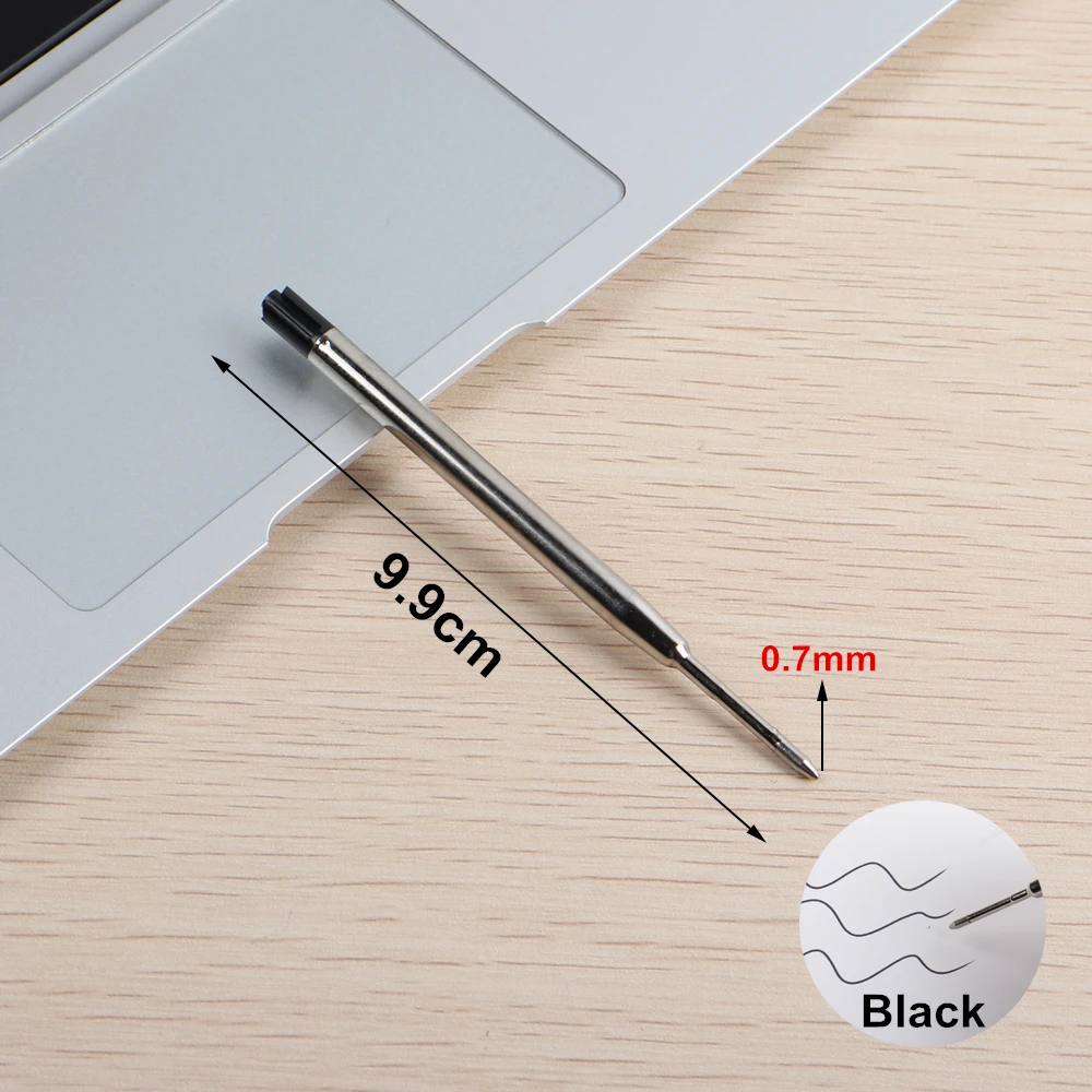 20 개 금속 볼펜 길이 99mm 리필 사무실 학교 문구 선물 펜, 쓰기 0.7mm 블루 블랙 리필 펜 판매