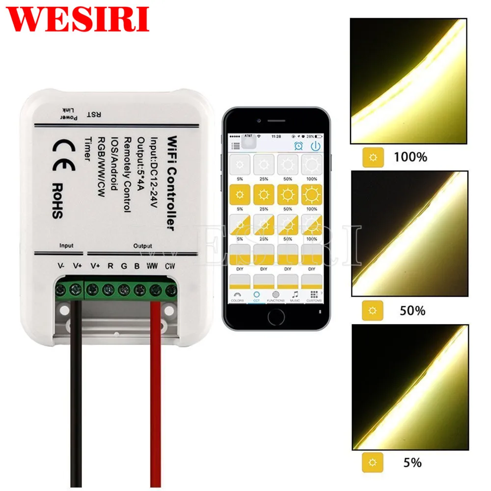 Подсветка умного Wi-Fi управления Лер 5 каналов управления 4A 5CH CW/WW RGB RGBW rgbww таймер со светодиодной подсветкой музыка Группа синхронизация управление Лер