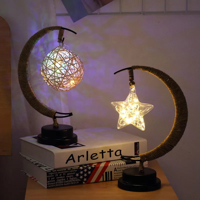 

Led Moon Bedside Lamp Table Lamps for Living Room Art Deco Handmade Light for Kids Birthday Night Lights Gift AA Battery