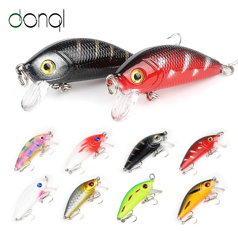 DONQL 2pcs/lot Minnow Fishing Lure 4.4cm 3.6g Wobblers Crankbait Artificial Hard Baits Topwater Floating Fishing Tackle