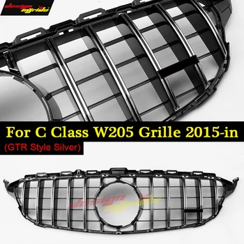 

W205 C class GTS style grille grill Sport without Camera ABS silver C180 C200 C250 C300 C350 C63 look grills without sign 15-18
