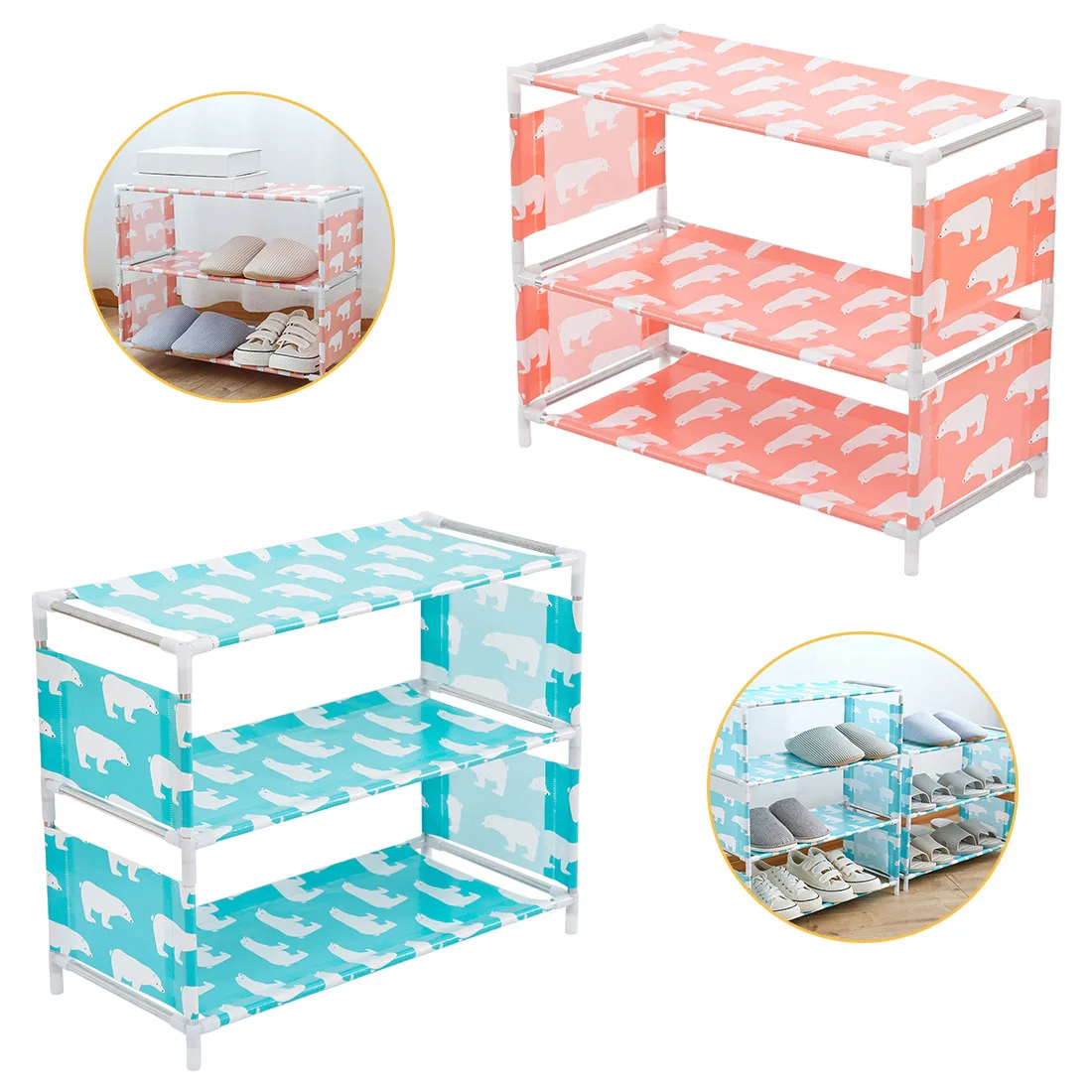 تخزين الأحذية الرف مدخل مجلس الوزراء حامل مُنظِم الباب 3 تيير أكسفورد القماش خزانة الأحذية الرف DIY المنزل الأثاث