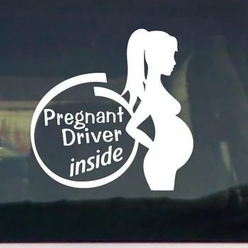 

PREGNANT DRIVER INSIDE VINYL DECAL WINDOW STICKER 15x15cm