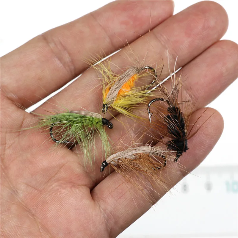 Isca de Pesca 10 Pcs #6 Inseto Isca Truta Moscas Caddis Ninfa Mosca Farpado Anzol Anzol Verme Lanoso Marrom Cabelo Veados Truta Besouro Voar 4 Esporte e Lazer