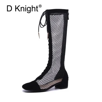 

Hot Sale Summer Women's Boots Square Toe Silver Black High Heels Booties Punk Big Size Shoes Woman Rubber Fetish Boots for Women