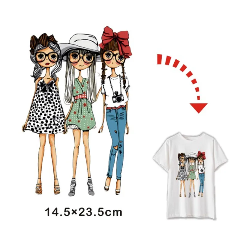 

The Girls Patches DIY Stickers For Girls Friends Clothes Transfer Thermal Press Pyrography Paper Iron On Shirt Washable Patches