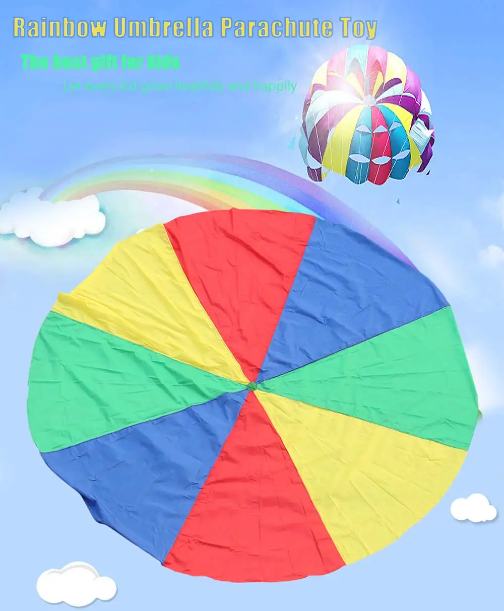 3 м сумка для занятий спортом на открытом воздухе Game Jump-мешок мяч развития зонтик Красочная радуга парашют игрушка, подарок на Рождество и день рождения