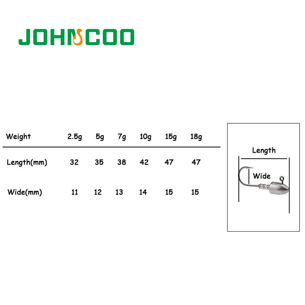 JOHNCOO Новое поступление 6 шт. открытые свинцовая Мормышка крюк 2,5g 5g 7 г, 10 г, 15 г, 18 г Жесткий бронзовых морских рыболовных крючков для Мягкая приманка Mustad Рыбалка крюк