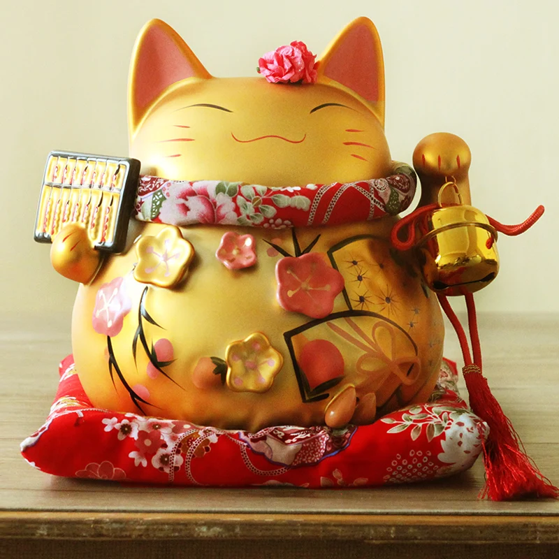 Подлинное золото Япония Lucky Cat hand негабаритных керамических украшений магазин открылся 9 дюймов праздничные подарки ремесла костюм гостиной рабочего стола - Цвет: see chart