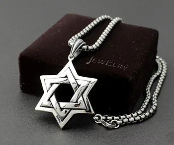 

Jewish Star of David Mens Pendant Necklace Chain 316L Stainless Steel Jewelry PN297