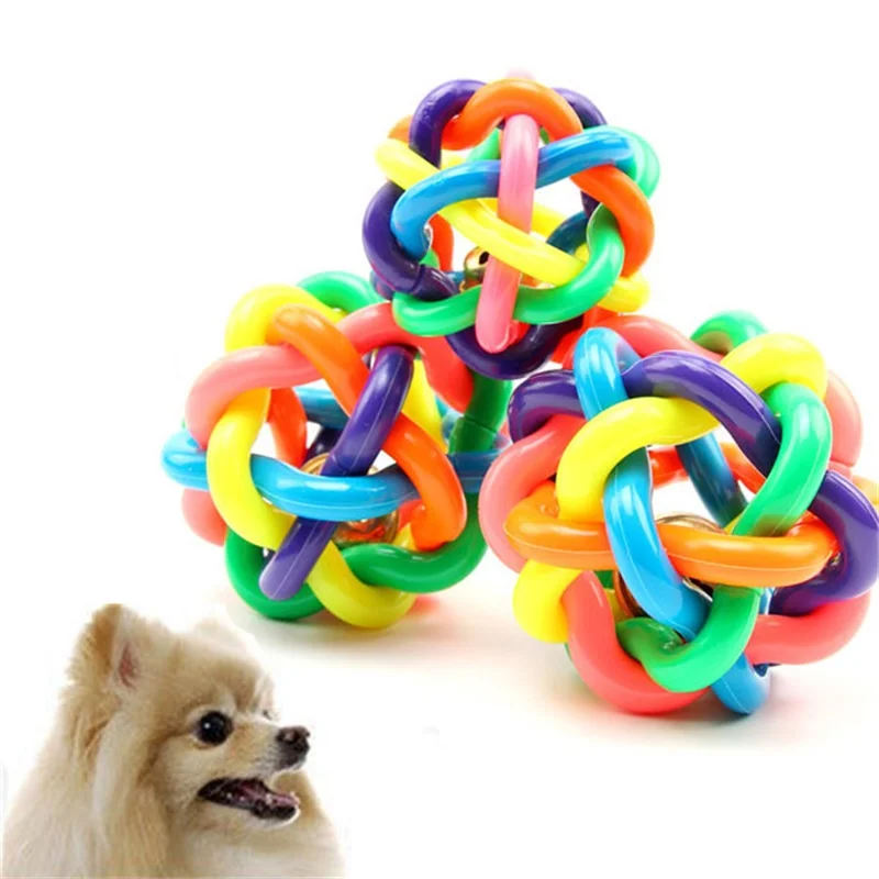 10 pcs Colorful Ball Pet Toy Dog Cat Toy with Bell for Small Medium