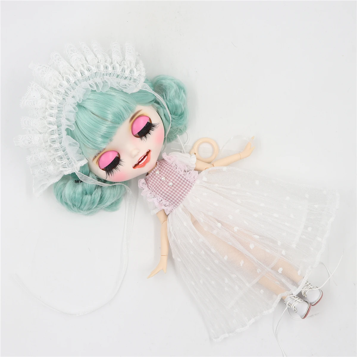 Blyth кукла ледяной шарнир тело licca тело белое розовое платье кружевное платье