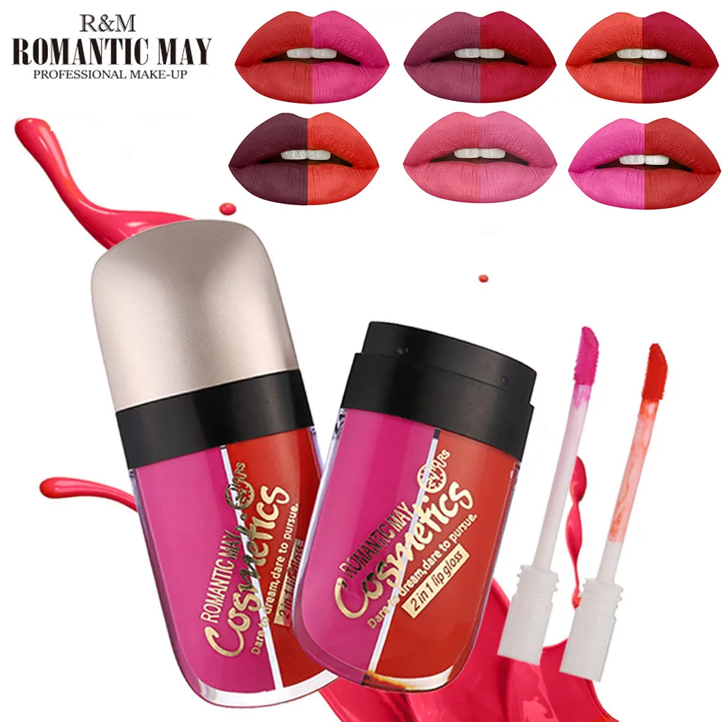 

Waterproof Lipstick 2 In 1 Long Lasting Matte Lipstick Cosmetic Beauty Makeup maquiagem матовая помада batom rouge a levre 05*