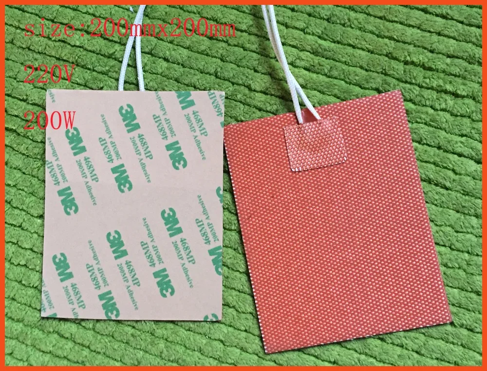 

Silicone heating pad heater 220V 200W 200mmx200mm for 3d printer heat bed 1pcs element heater food grade liquid silicone