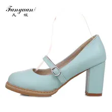 Fanyuan zapatos de tacón alto Mary Jane para mujeres Vintage calzado de mujer con hebillas tacones de novia grueso bombas zapatos de niñas zapatos de mujer