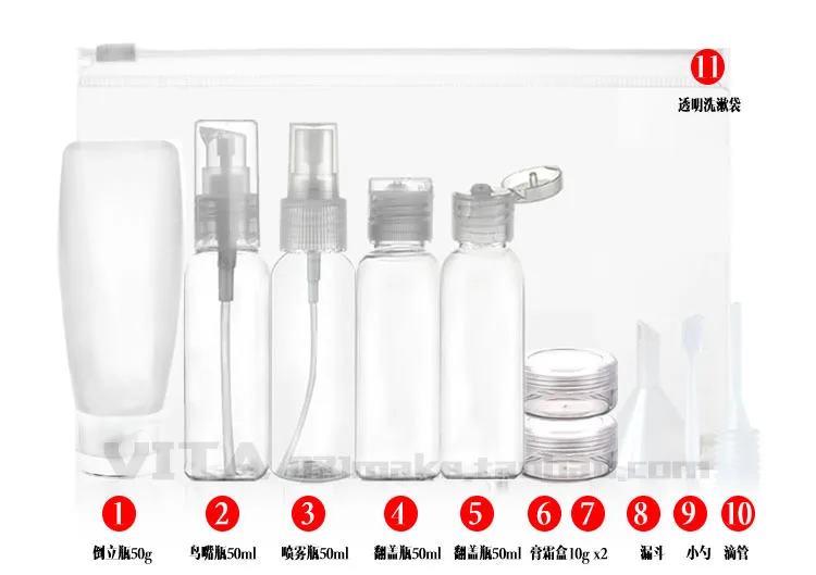 

11 pcs/set Travel Empty Small Cream Bottles Foaming Pump Container Liquid Shampoo Lotion Dispensing Jar Make Up Skin Care Bottle