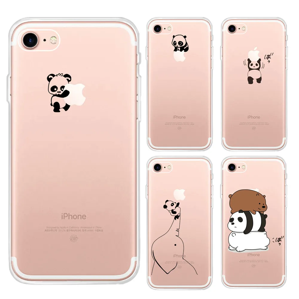 

Design Panda painted Phone Case for iPhoneX XR XS XSMAX TPU soft shell anti-fall cartoon Phone Case for iPhone7 8 6 6S Cover
