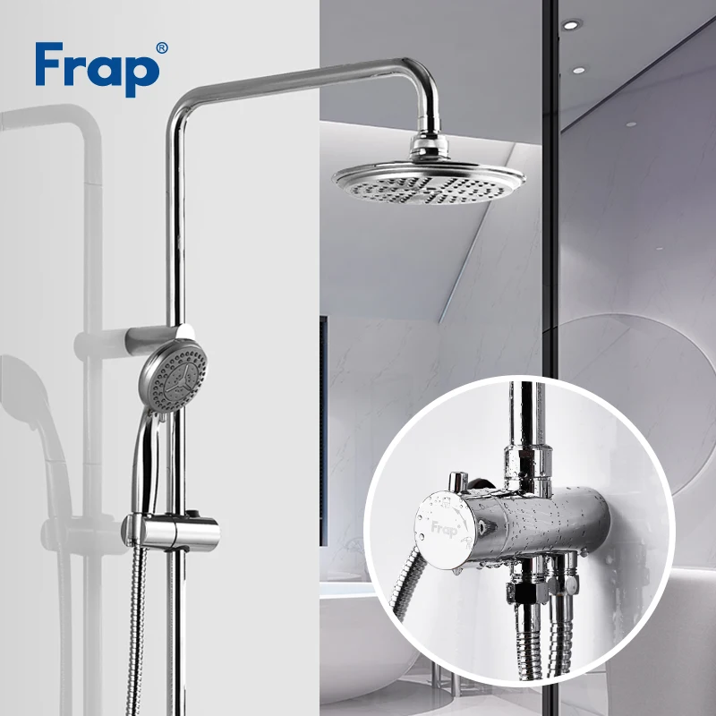 

Frap Shower Faucet Bath Shower Faucets Set Bathroom Water Mixer Bathtub Taps Rainfall Shower Torneira Tap ABS Shower Head