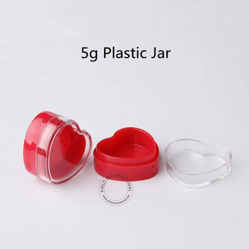 

30pcs/Lot New Arrival Empty 5g Plastic Cream Jar Love Heart Shape Cosmetic Eyeshadow Vial Mini Makeup Container Small 5ml Pot