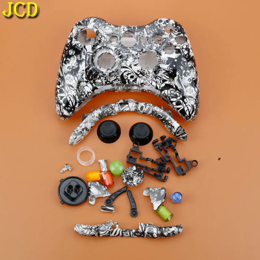 JCD для XBox 360 беспроводной игровой контроллер жесткий чехол Защитный чехол для геймпада полный набор с кнопками аналоговые палочки бамперы - Цвет: White Skull