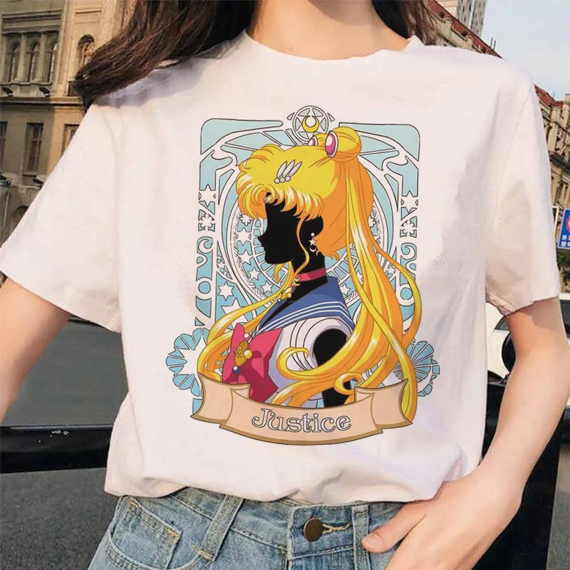 4643 Сейлор Мун 90s забавная Футболка Harajuku одежда футболка Эстетическая кошка аниме Женская милая женская футболка Kawaii футболки Мода Ullzang - Цвет: 4643