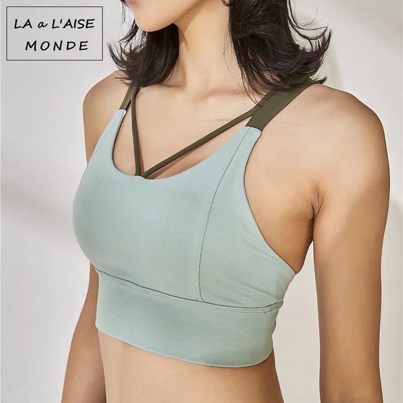 

Women's Sports Underwear Yoga Bra Shoulder Strap Back Cross V-Shaped Beauty Back Bra Fitness Yoga Clothes Sports Top