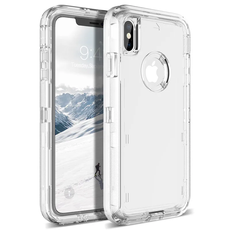 Clear Бронированный Жесткий Чехол для iPhone 7, 6, 6s Plus, X, Xs Max, 360 чехол, прозрачный ПК Бампер, милый блестящий чехол s, для iPhone XR, 8 plus, силиконовый чехол - Цвет: Clear