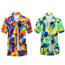 Мужская гавайская рубашка мужской печатных Пляжные рубашки короткий рукав Футболка с принтом 5XL плюс размер футболка ST16
