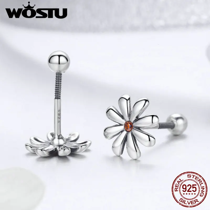 WOSTU хит продаж 925 пробы серебряные серьги гвоздики с ромашками для женщин и