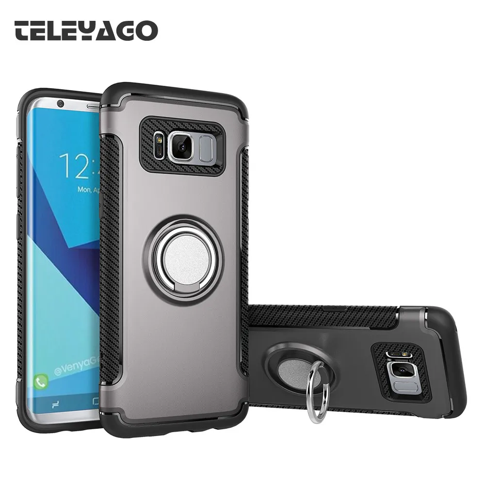 for Samsung Galaxy S8 Plus Case Premium Hard Hybrid Armor Finger Grip Ring Kickstand S8+ G955F/W/A Protection Cover Holder |
