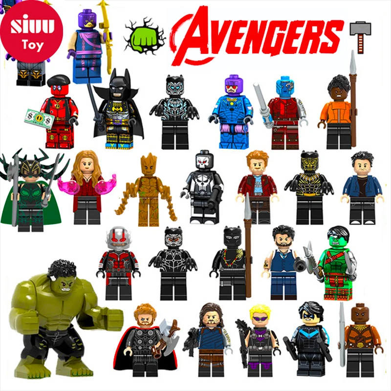 

1pcs Ant Iron Man Figures Avengers Captain Marvel Thor Wasp Spiderman Black Panther Legoings Building Blocks Toys For Children Y